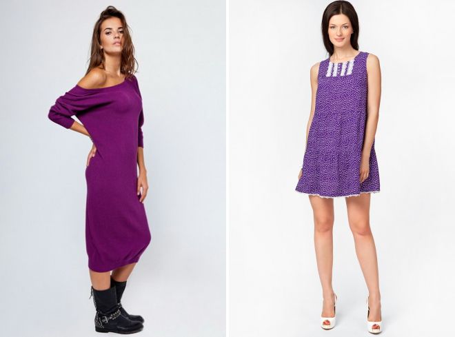 фиолетовое трикотажное платье