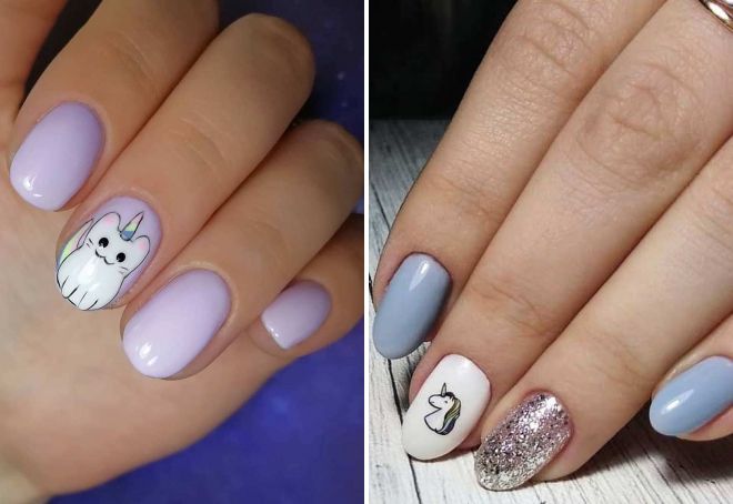 gentle manicure with a unicorn