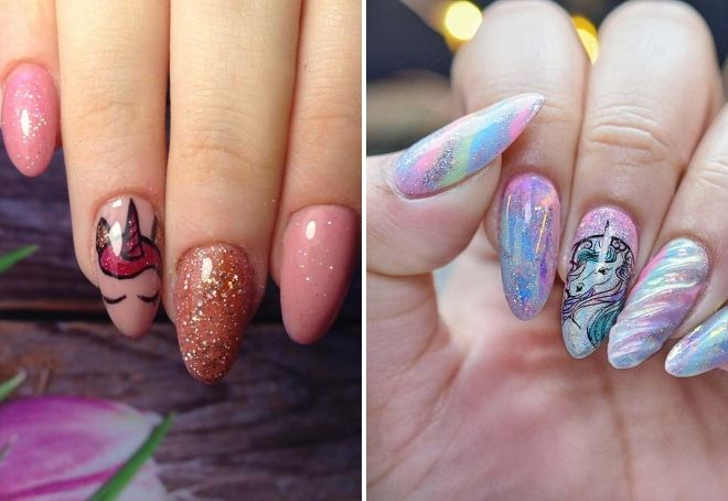 long nails with unicorn