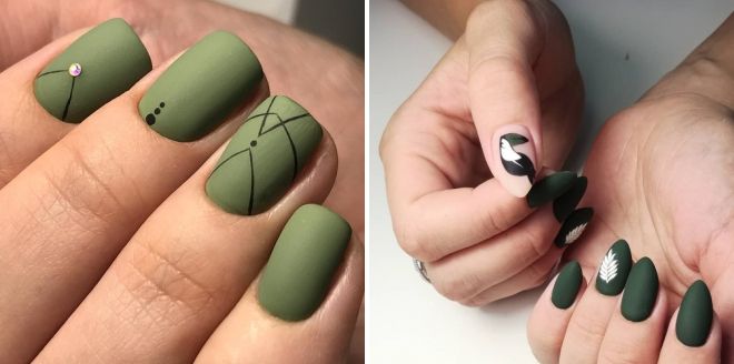 matte green nails