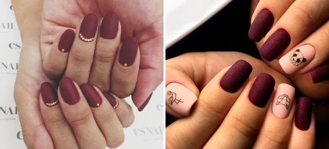 burgundy matte nails