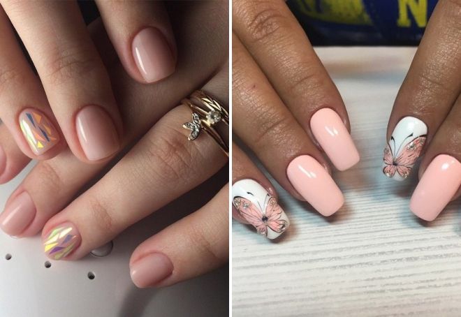 nude nails with designs