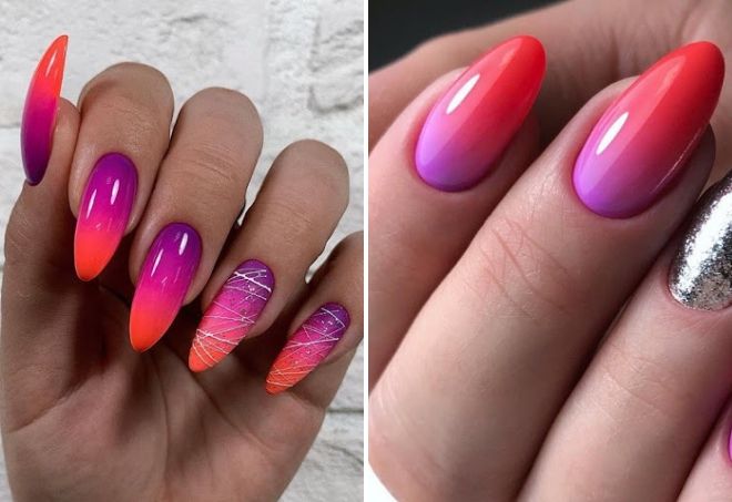 bright gradient on the nails