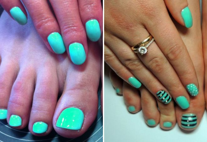 turquoise manicure and pedicure