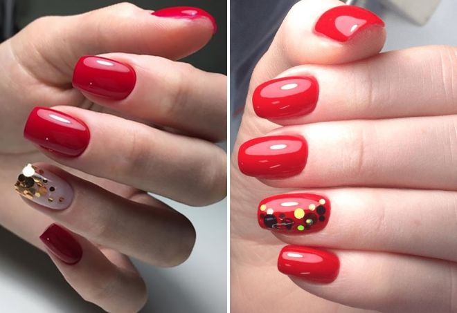 trendy red glitter manicure