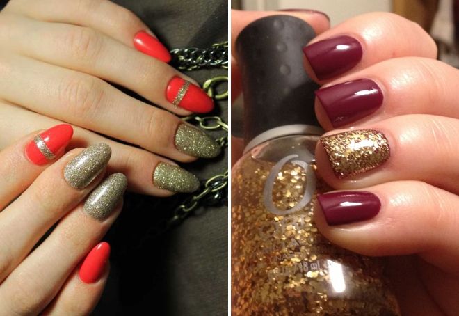 manicure with red and glitter