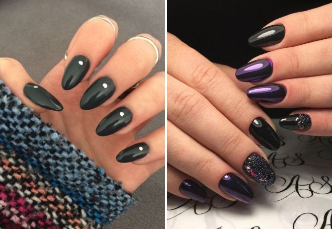 black manicure for almond nails