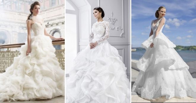 Пышные свадебные платья 2019 воланы