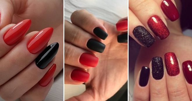 Red with black manicure 2019 ideas