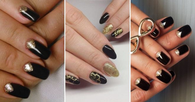Manicure 2019 black with gold glitter