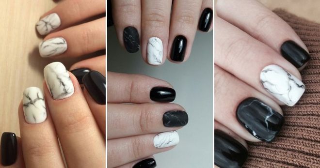 Manicure 2019 black marble with white
