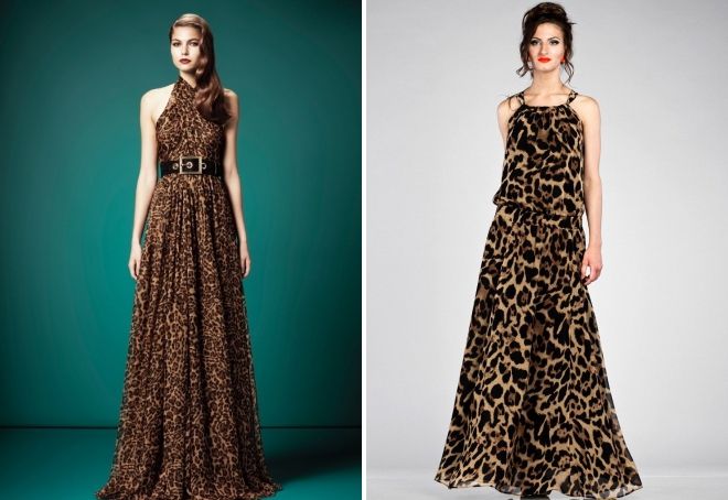 леопардовое платье в пол