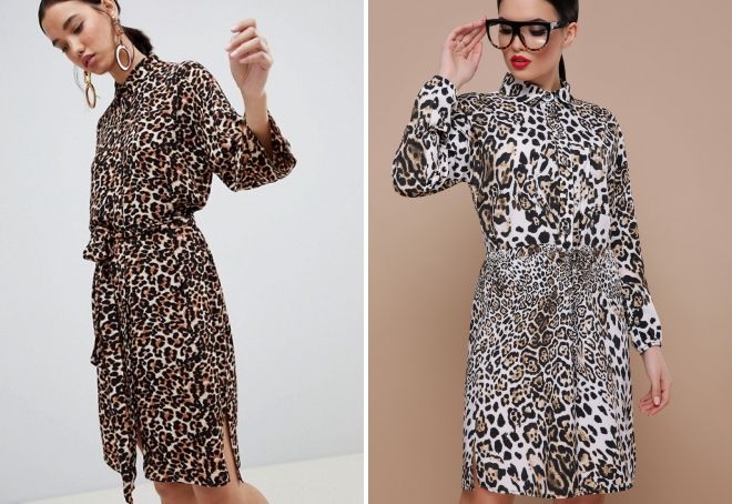 платье рубашка с леопардовым принтом