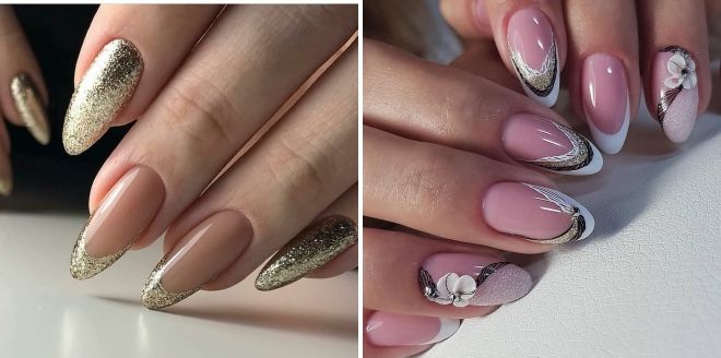 french manicure with glitter