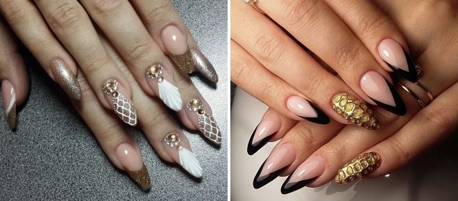 french manicure with stones