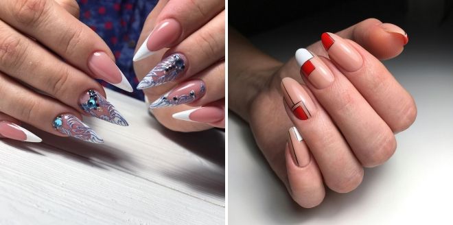 french manicure for long nails with design
