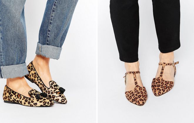 леопардовые туфли на плоской подошве