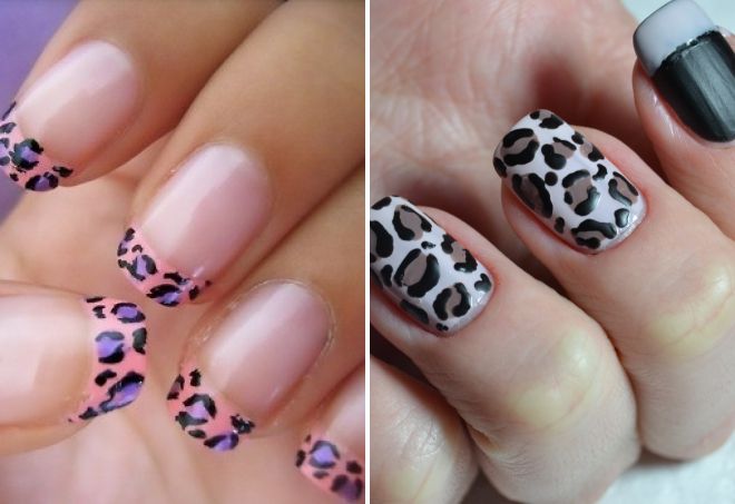 leopard french nails