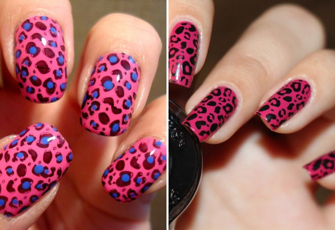 pink leopard manicure