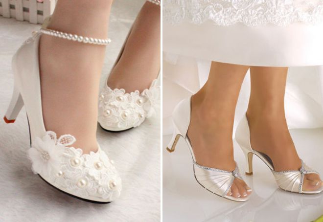 свадебные туфли на низком каблуке