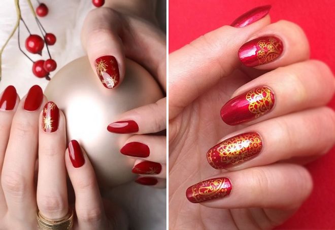 manicure 2017 red with gold