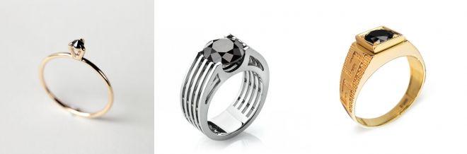 Кольцо с черным бриллиантом дизайн