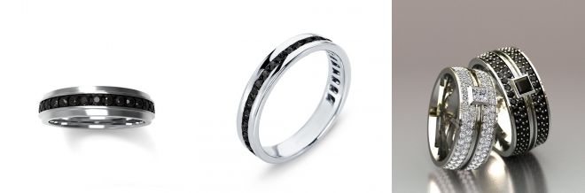 Обручальные кольца с черными бриллиантами камень