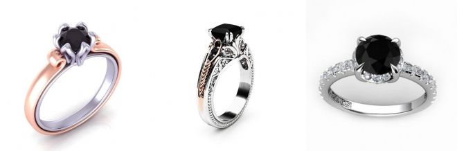 Помолвочные кольца с черным бриллиантом мода