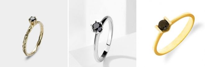 Помолвочные кольца с черным бриллиантом варианты