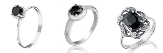 Помолвочные кольца с черным бриллиантом варианты