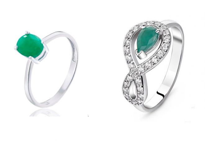 кольцо с зеленым изумрудом