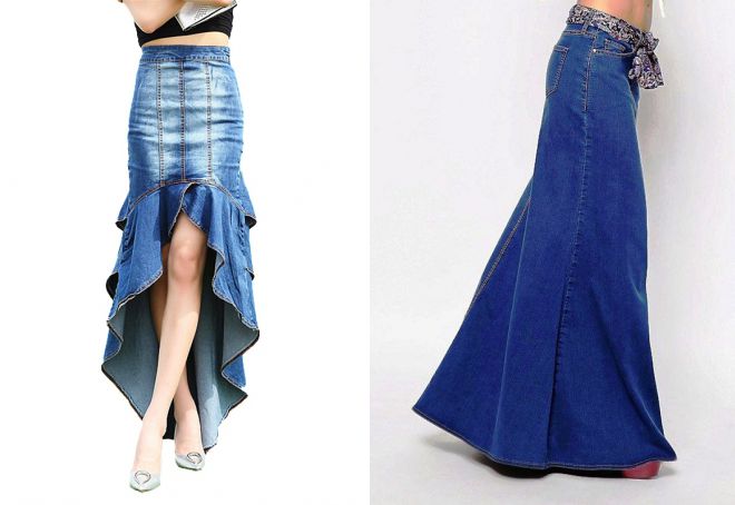 джинсовая юбка со шлейфом