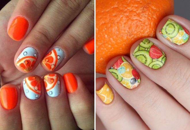 summer fruit manicure for short nails