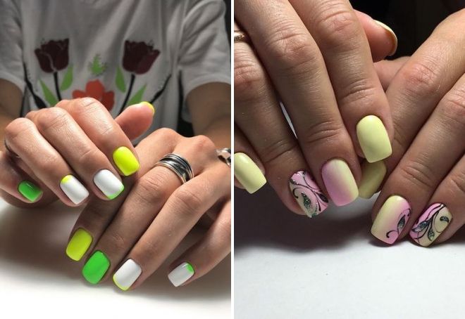 summer manicure for short square nails