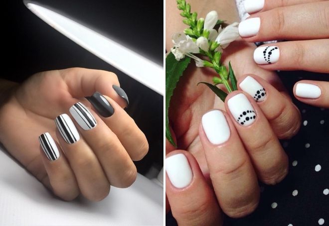 Light black and white manicure