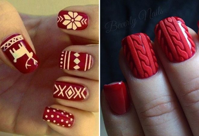 red manicure sweater