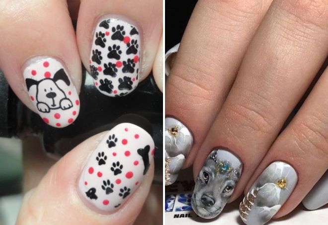 New Year's manicure 2018 best ideas with a dog