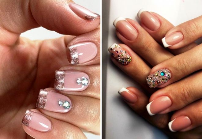 french new year manicure 2019 with rhinestones