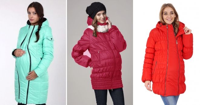 Модные женские зимние куртки для беременных яркие