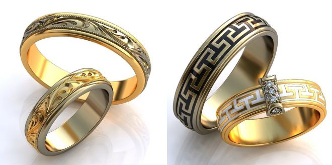 оригинальные обручальные кольца с эмалью