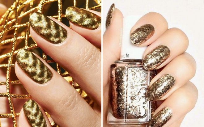 shiny gold manicure
