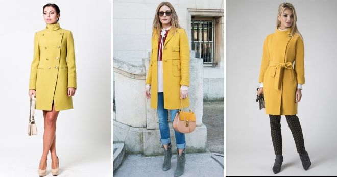 Модные цвета пальто 2019 желтый