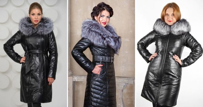Модные кожаные пальто 2019 пуховик