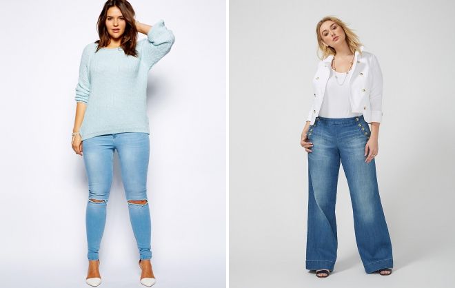 стильные джинсы для полных женщин