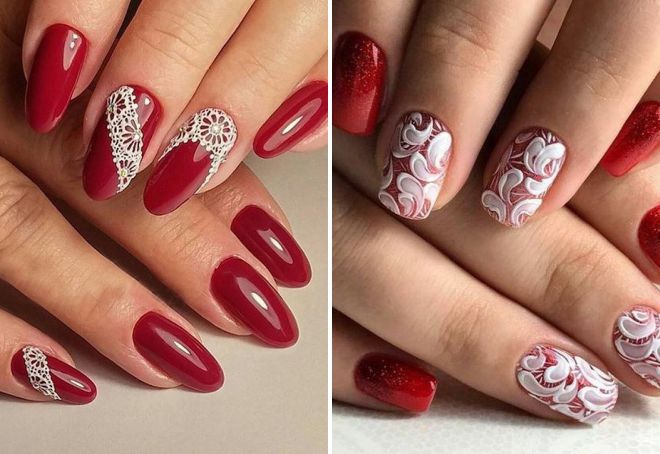 manicure with white lace