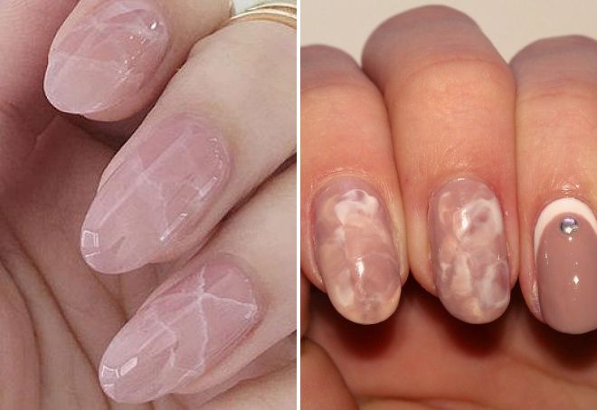transparent marble manicure