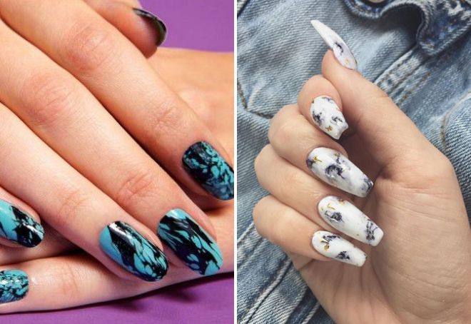 marble manicure for long nails