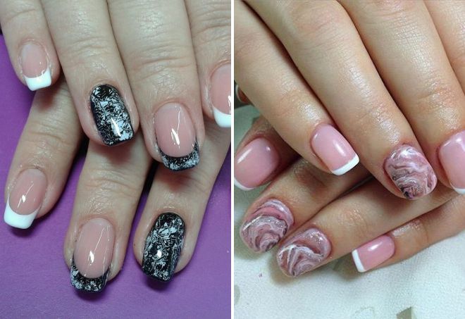 french manicure with marble