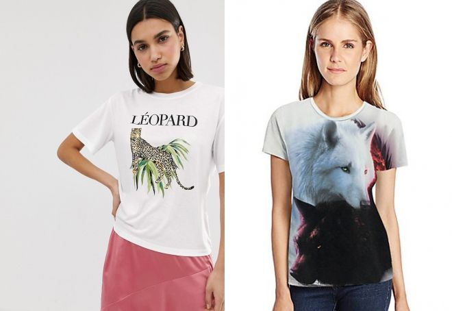 футболки с принтами животных