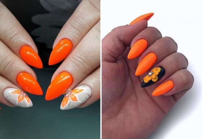 orange neon manicure 2019